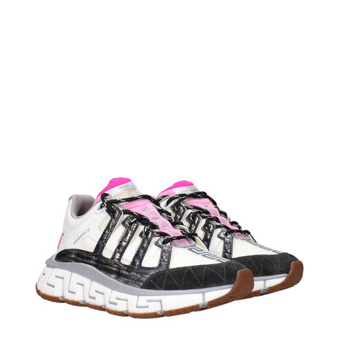 Versace Athletic Sneakers – White Fabric Running Shoes with Logo Details for Women